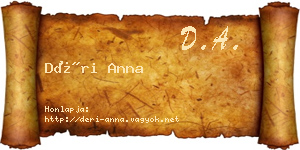 Déri Anna névjegykártya